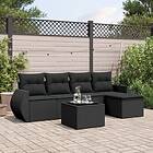 vidaXL Loungegrupp med dynor 6 delar svart konstrotting 3253632
