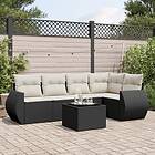 vidaXL Loungegrupp med dynor 6 delar svart konstrotting 3253673