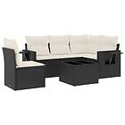 vidaXL Loungegrupp med dynor 6 delar svart konstrotting 3252513