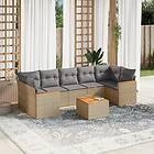vidaXL Soffgrupp för trädgård med dynor 8 delar mixbeige konstrotting 3225814