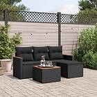 vidaXL Loungegrupp för trädgården med dynor 5 delar svart konstrotting 3225908