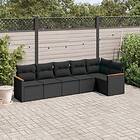 vidaXL Loungegrupp med dynor 6 delar svart konstrotting 3258387