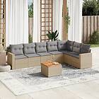 vidaXL Soffgrupp för trädgård med dynor 8 delar mixbeige konstrotting 3256486