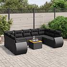 vidaXL Loungegrupp 10 delar med svarta dynor konstrotting 3257476