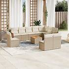 vidaXL Loungegrupp för trädgården m. dynor 11 delar beige konstrotting 3227759