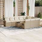 vidaXL Loungegrupp för trädgården m. dynor 11 delar beige konstrotting 3253035