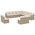 vidaXL Soffgrupp för trädgården med dynor 13 delar beige konstrotting 3258887