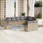 vidaXL Soffgrupp för trädgård med dynor 10 delar beige konstrotting 3260155