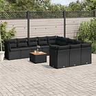 vidaXL Loungegrupp med dynor 12 delar svart konstrotting 3256237