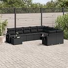 vidaXL Loungegrupp 10 delar med svarta dynor konstrotting 3252992