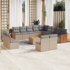 vidaXL Soffgrupp för trädgården 14 delar med dynor beige konstrotting 3260575