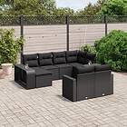 vidaXL Loungegrupp 10 delar med svarta dynor konstrotting 3228895