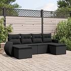 vidaXL Loungegrupp med dynor 6 delar svart konstrotting 3254052