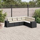 vidaXL Loungegrupp med dynor 6 delar svart konstrotting 3222605