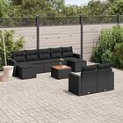 vidaXL Loungegrupp 10 delar med svarta dynor konstrotting 3256664