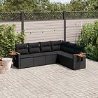 vidaXL Loungegrupp med dynor 6 delar svart konstrotting 3226839