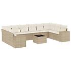 vidaXL Loungegrupp för trädgården m. dynor 11 delar beige konstrotting 3223077