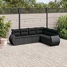 vidaXL Loungegrupp med dynor 6 delar svart konstrotting 3221404