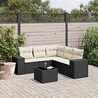 vidaXL Loungegrupp med dynor 6 delar svart konstrotting 3254893