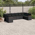 vidaXL Loungegrupp 10 delar med svarta dynor konstrotting 3226321