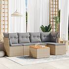 vidaXL Soffgrupp för trädgård med dynor 6 delar mixbeige konstrotting 3255947
