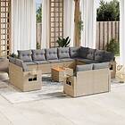 vidaXL Soffgrupp för trädgård med dynor 13 delar mixbeige konstrotting 3257165