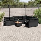 vidaXL Loungegrupp 10 delar med svarta dynor konstrotting 3257049