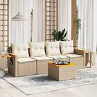 vidaXL Soffgrupp för trädgården med dynor 5 delar beige konstrotting 3259020