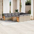 vidaXL Loungegrupp för trädgården m. dynor 11 delar beige konstrotting 3260428