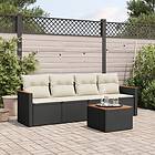vidaXL Loungegrupp för trädgården med dynor 5 delar svart konstrotting 3225776