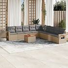 vidaXL Soffgrupp för trädgård med dynor 10 delar mixbeige konstrotting 3256941