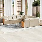 vidaXL Loungegrupp för trädgården m. dynor 11 delar beige konstrotting 3228109