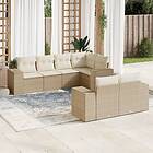 vidaXL Matgrupp för trädgården med dynor 7 delar beige konstrotting 3255145