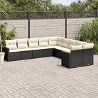 vidaXL Loungegrupp 10 delar med svarta dynor konstrotting 3258752