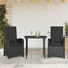 vidaXL Matgrupp för trädgården med dynor 3 delar svart konstrotting 3212310