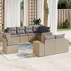 vidaXL Matgrupp för trädgården med dynor 8 delar beige konstrotting 3255176
