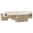 vidaXL Loungegrupp för trädgården m. dynor 11 delar beige konstrotting 3256947
