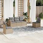 vidaXL Soffgrupp för trädgården med dynor 5 delar beige konstrotting 3258251