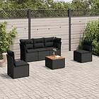 vidaXL Loungegrupp med dynor 6 delar svart konstrotting 3255873