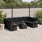 vidaXL Loungegrupp 10 delar med svarta dynor konstrotting 3252942