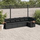 vidaXL Loungegrupp med dynor 6 delar svart konstrotting 3259227