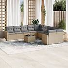 vidaXL Loungegrupp för trädgården m. dynor 11 delar beige konstrotting 3219509