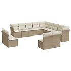 vidaXL Soffgrupp för trädgården med dynor 13 delar beige konstrotting 3250327