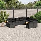 vidaXL Loungegrupp 10 delar med svarta dynor konstrotting 3259556