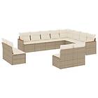 vidaXL Soffgrupp för trädgården 12 delar med dynor beige konstrotting 3258873