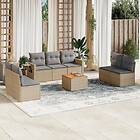 vidaXL Soffgrupp för trädgård med dynor 8 delar mixbeige konstrotting 3256850