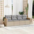 vidaXL Soffgrupp för trädgård med dynor 4 delar mixbeige konstrotting 3225772