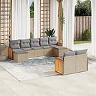 vidaXL Soffgrupp för trädgården med dynor 9 delar beige konstrotting 3228082