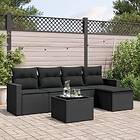 vidaXL Loungegrupp med dynor 6 delar svart konstrotting 3218885