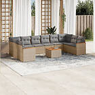 vidaXL Soffgrupp för trädgård med dynor 11 delar mixbeige konstrotting 3226332